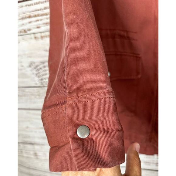 Ecru Women's Embroidered Drawstring Waist Cargo Utility Jacket Brick Size Medium - Picture 6 of 14